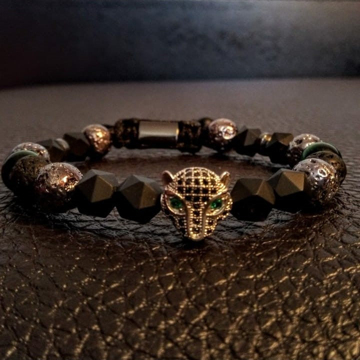 Cz,jaguar rhodium,onix and tiger's eye