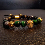 Gold,cz jaguar & tiger's eye