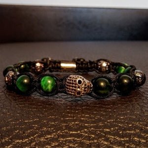 Rhodium luxury skull y tigers eye